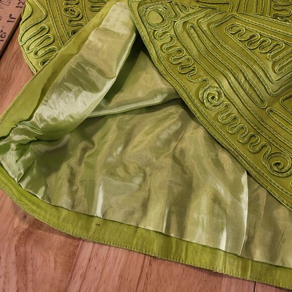 Joni B. Vintage Green Piped Button Front Long Sleeve Embellished 19" P2P - Picture 8 of 13